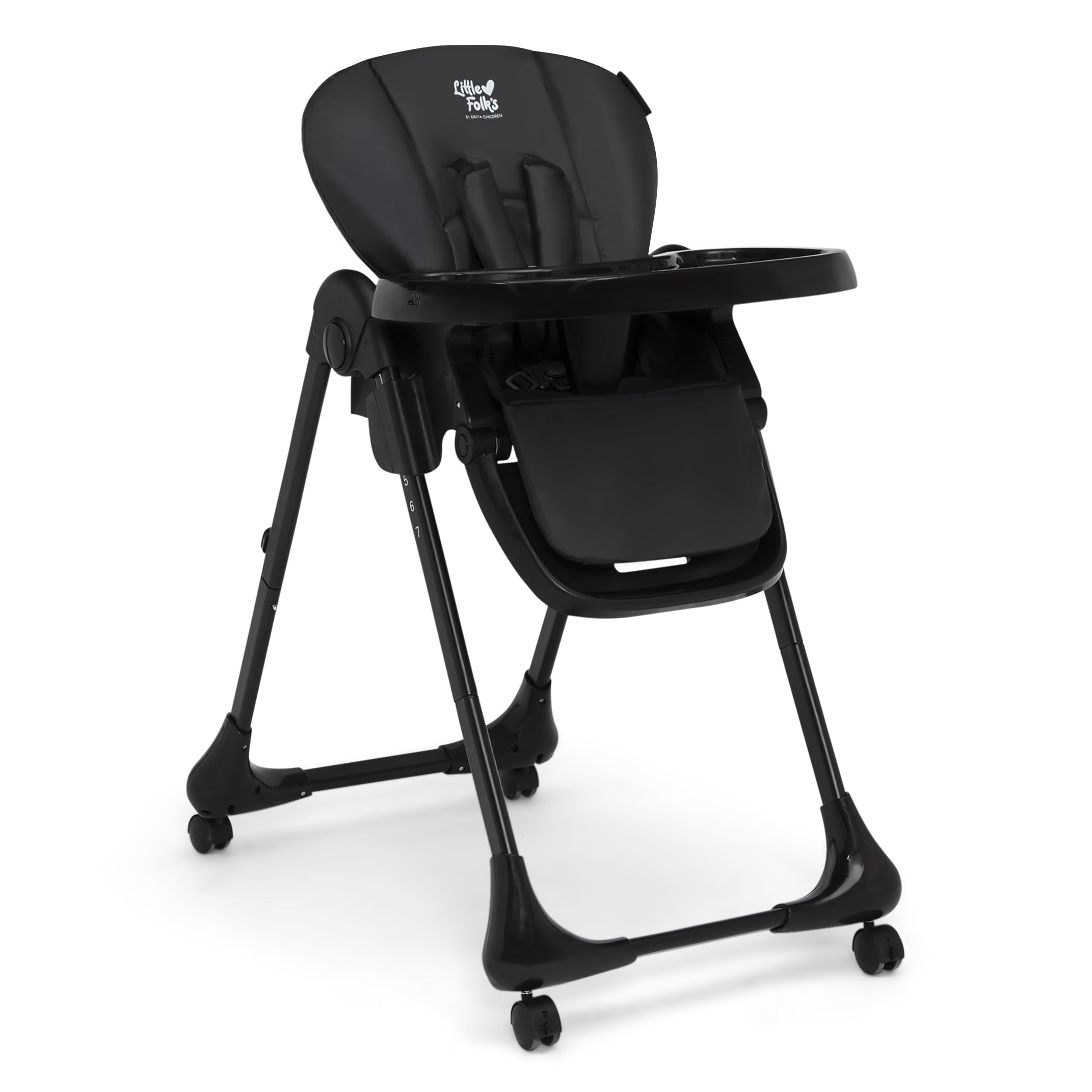 Delta Children Little Folks 2-in-1 SlimFold High Chair for Babies and Toddlers - Black, Lightweight, Portable High Chair